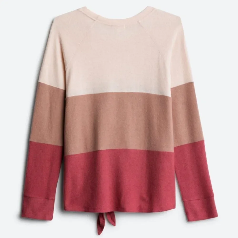 Nine Britton Araya Tie Front Brushed Knit Long Sleeve Top Size XS - Picture 2 of 6